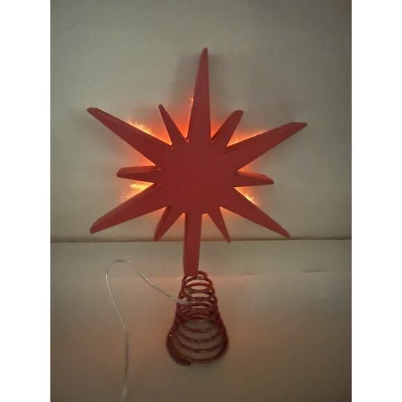 Pink Christmas Tree Topper 9" Wooden Red Bethlehem Treetop W/Out Battery *READ.. - Picture 7 of 16